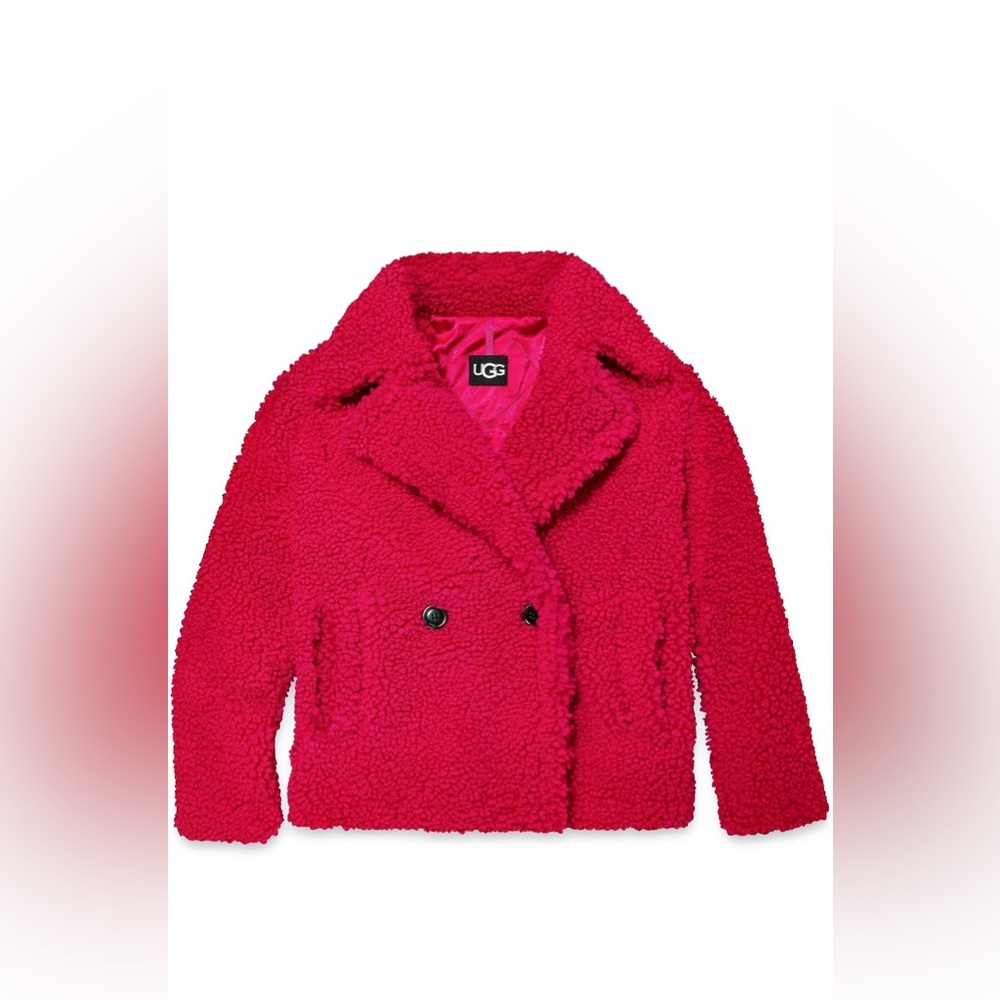 UGG Gertrude Teddy Coat Short Pink NWOT XS, Soft Pink Coat